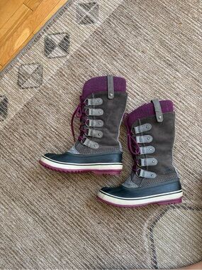 Sorel Women's Joan of Arctic Knit Waterproof Winter Boots Shale Purple Size 7